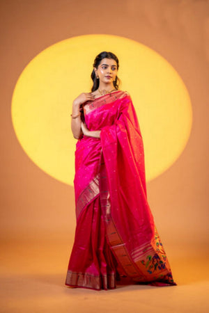 Pink Woven Silk Saree (ACA6859)