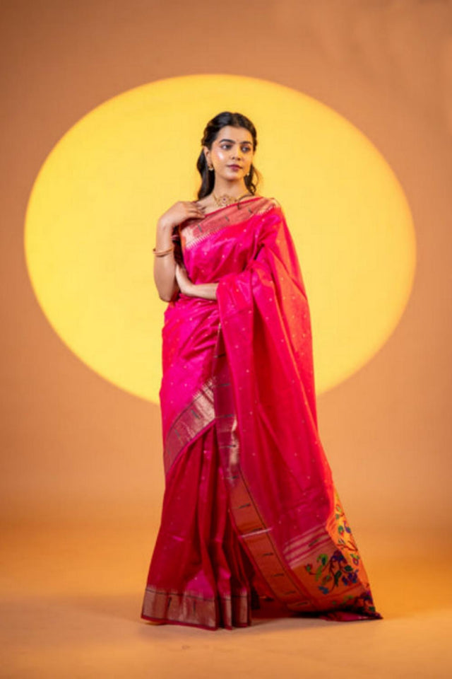 Pink Woven Silk Saree (ACA6859)