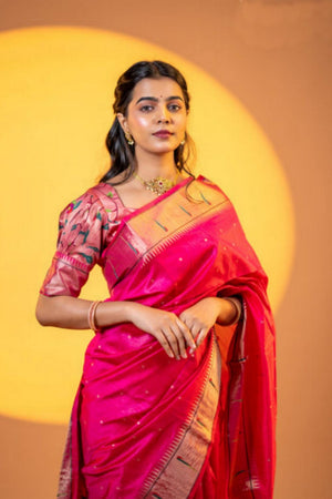 Pink Woven Silk Saree (ACA6859)