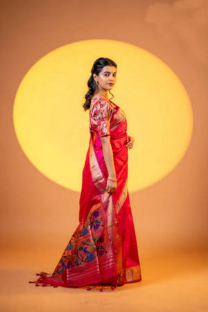 Pink Woven Silk Saree (ACA6859)