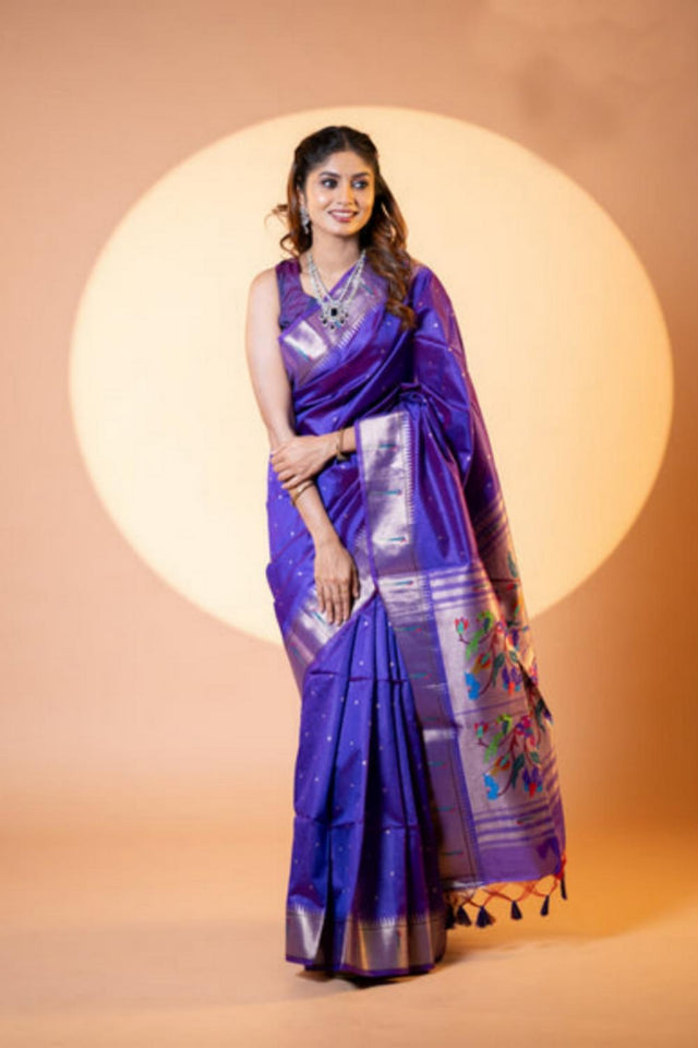 Blue Woven Silk Saree (ACA6861)