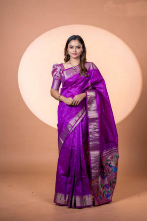 Wine Woven Silk Saree (ACA6862)