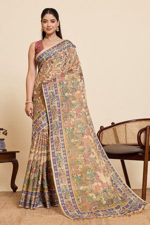 Beige Woven Linen Saree (ACA6872)