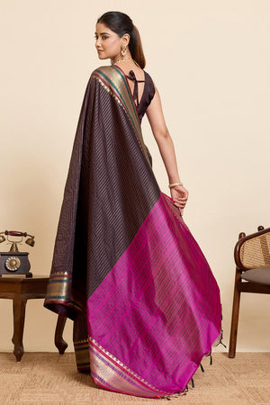 Brown Woven Silk Saree (ACA6877)