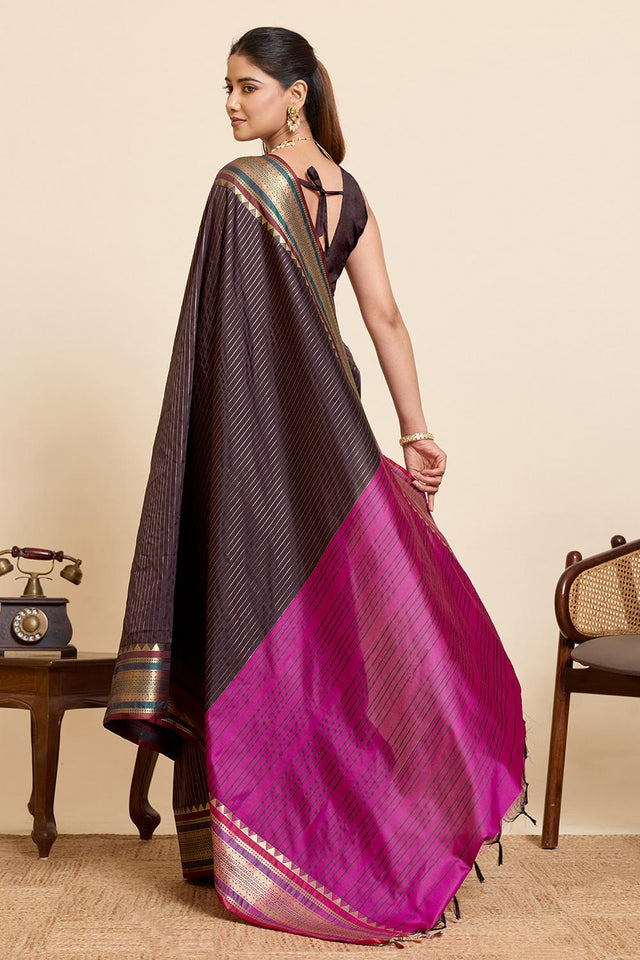 Brown Woven Silk Saree (ACA6877)