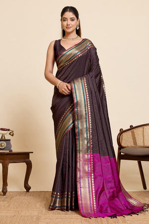 Brown Woven Silk Saree (ACA6877)