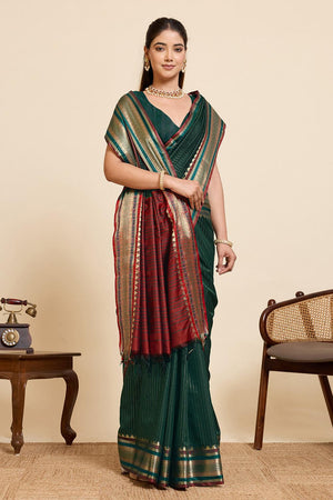 Green Woven Silk Saree (ACA6878)