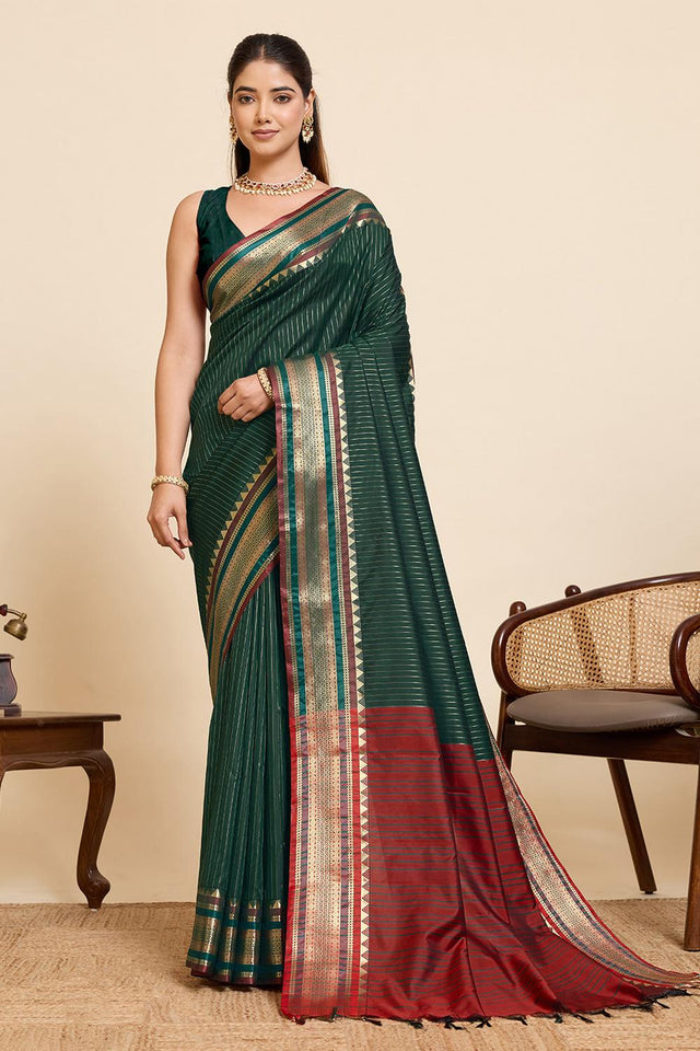 Green Woven Silk Saree (ACA6878)