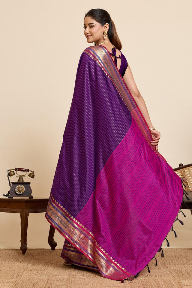 Violet Woven Silk Saree (ACA6879)
