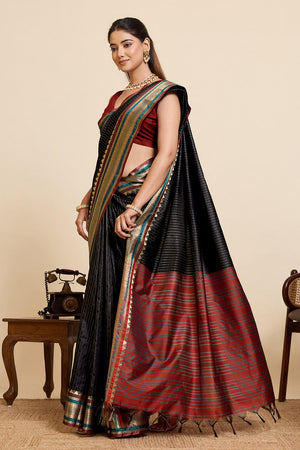 Black Woven Silk Saree (ACA6880)