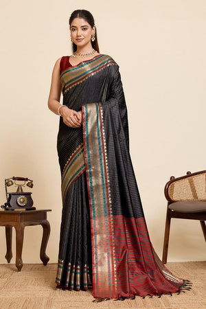 Black Woven Silk Saree (ACA6880)