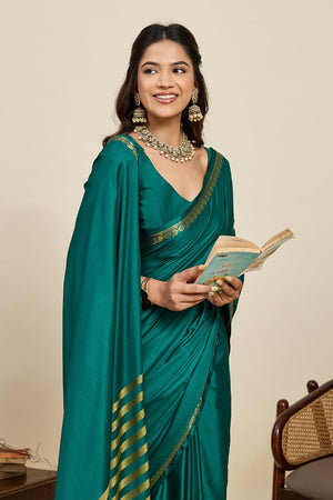 Turquoise Woven Soft Silk Saree (ACA6881)