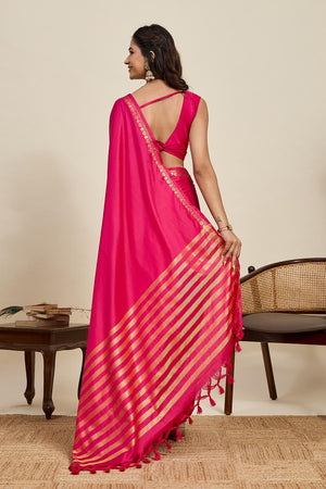 Pink Woven Soft Silk Saree (ACA6882)