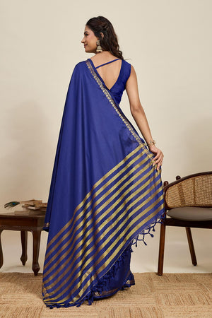 Blue Woven Soft Silk Saree (ACA6883)