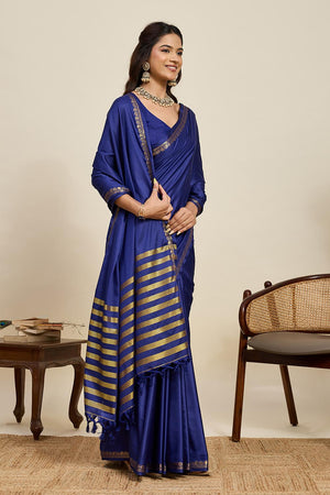 Blue Woven Soft Silk Saree (ACA6883)