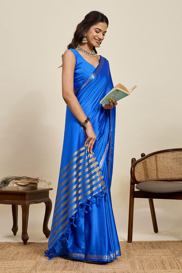Turquoise Woven Soft Silk Saree (ACA6885)