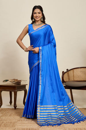 Turquoise Woven Soft Silk Saree (ACA6885)