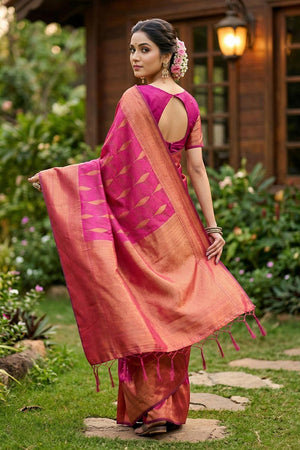 Pink Woven Silk Blend Saree (ACA6903)