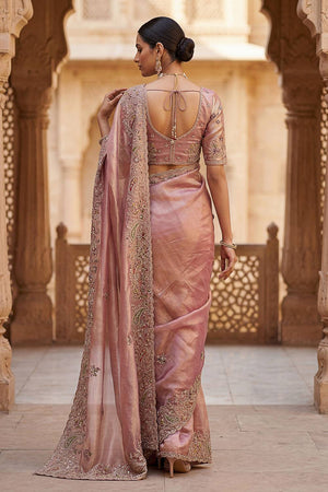Mauve Sequin & Stone Embellished Silk Saree (ACA6925)