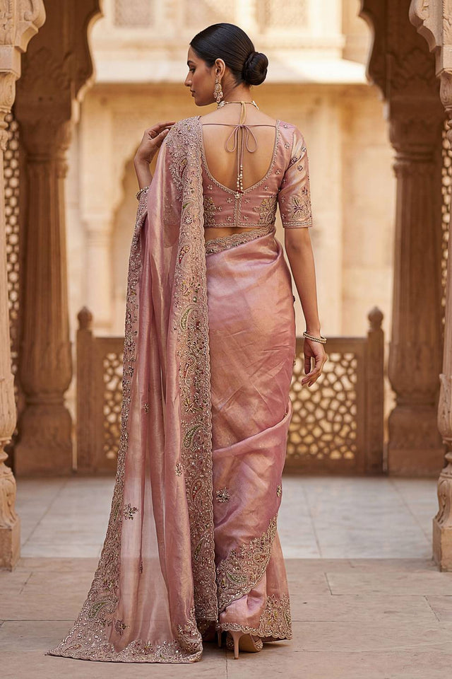Mauve Sequin & Stone Embellished Silk Saree (ACA6925)