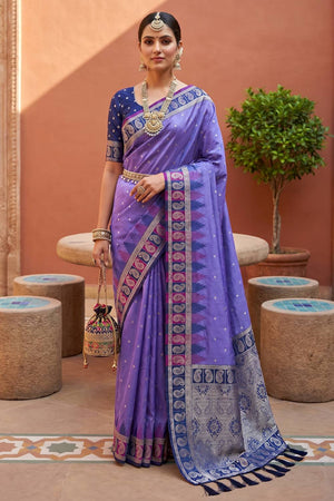 Lavender Woven Silk Saree (ACA6957)