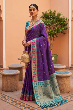 Magenta Woven Silk Saree (ACA6958)