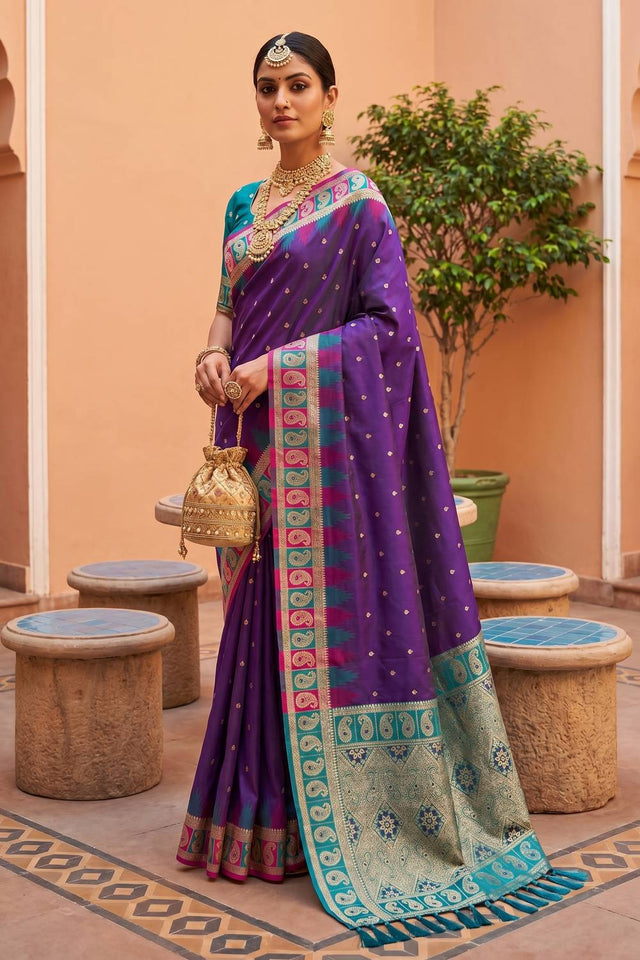 Magenta Woven Silk Saree (ACA6958)