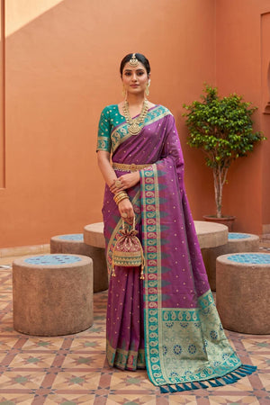 Pink Woven Silk Saree (ACA6960)