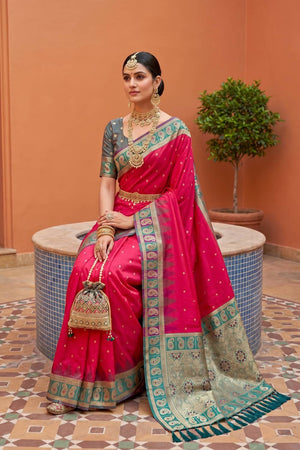 Pink Woven Silk Saree (ACA6961)
