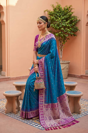 Blue Woven Silk Saree (ACA6962)