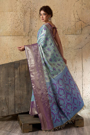 Blue Woven Silk Saree (ACA6983)