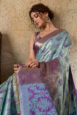 Blue Woven Silk Saree (ACA6983)
