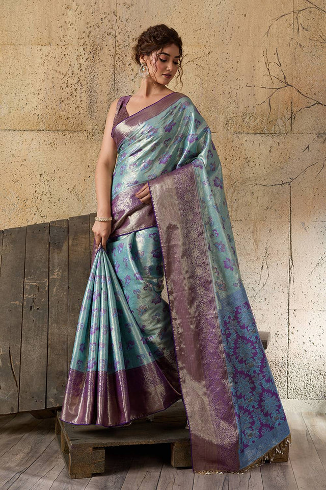 Blue Woven Silk Saree (ACA6983)
