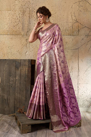 Pink Woven Silk Saree (ACA6986)