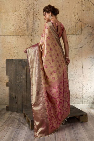 Peach Woven Silk Saree (ACA6987)