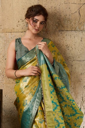 Yellow Woven Silk Saree (ACA6988)