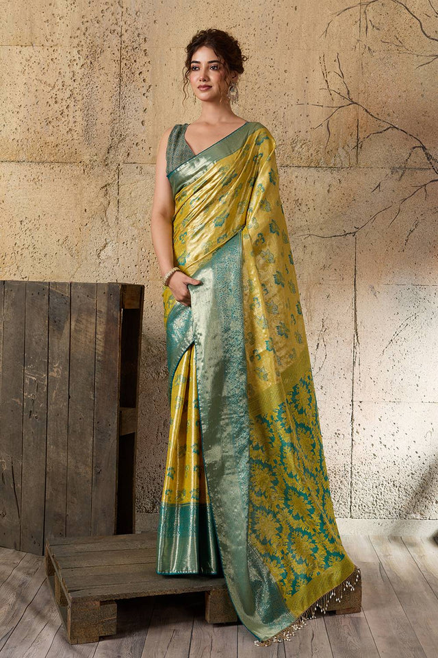 Yellow Woven Silk Saree (ACA6988)