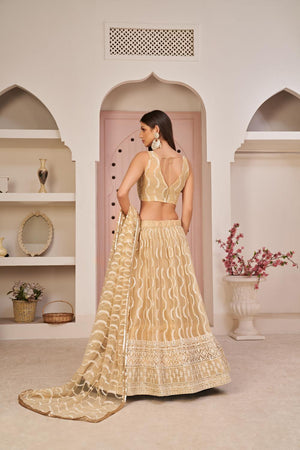 Brown Sequin with Embroidered Net Lehenga (ACA7123)