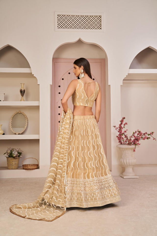Brown Sequin with Embroidered Net Lehenga (ACA7123)