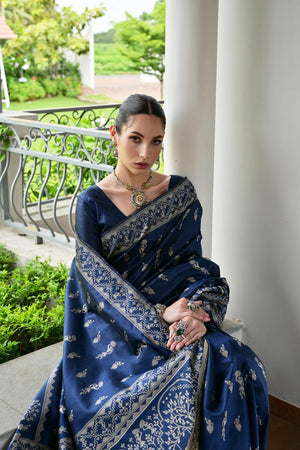 Blue Woven Warli Design Silk Saree (ACA7130)