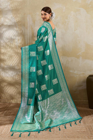 Sea Green Woven Silk Blend Saree (ACA7150)