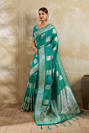 Sea Green Woven Silk Blend Saree (ACA7150)