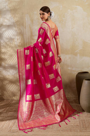 Magenta Woven Silk Blend Saree (ACA7153)