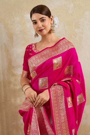 Magenta Woven Silk Blend Saree (ACA7153)