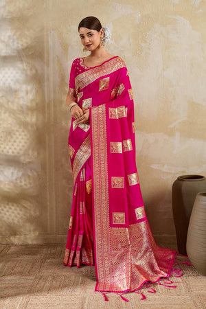 Magenta Woven Silk Blend Saree (ACA7153)