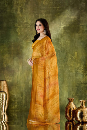 Yellow Printed Chiffon Ready to Wear Saree (ACA7199)