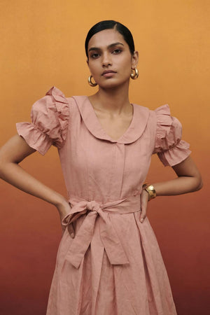 Pink Solid Cotton Dresses (ACA7279)