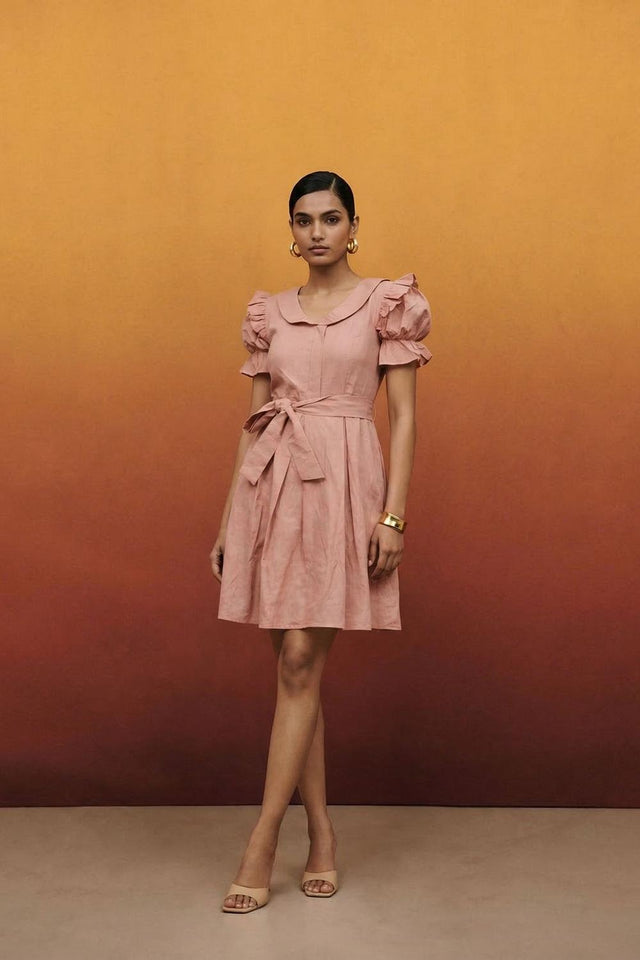 Pink Solid Cotton Dresses (ACA7279)