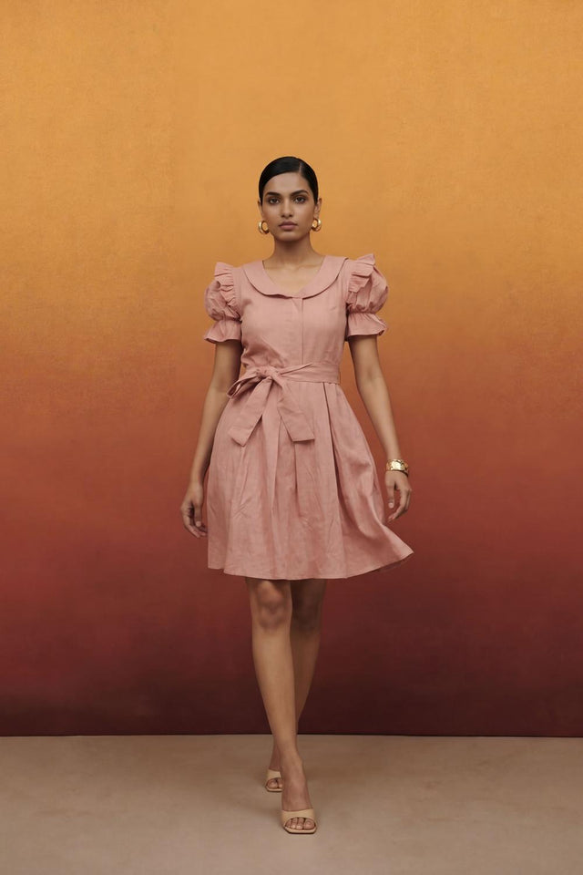 Pink Solid Cotton Dresses (ACA7279)