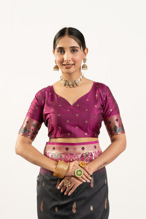 Black Paithani Woven Banarasi Silk Saree (ACA7295)
